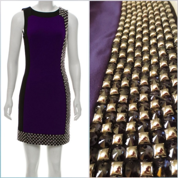 Versace Dresses & Skirts - Versace Purple Black Studded Dress Sz 40 US S
